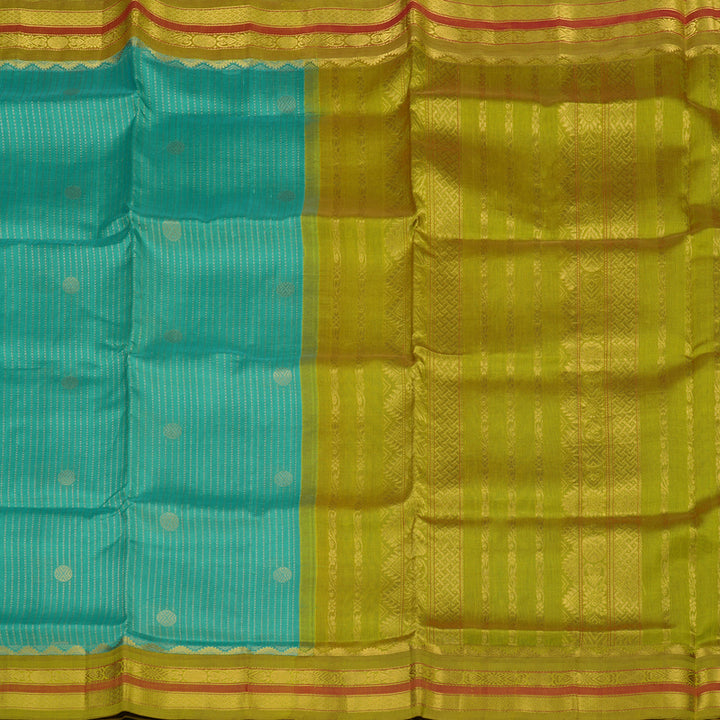 Hayagrivas Handloom Pure Silk Cotton saree in Refreshing Sea Blue KBE365E2-1