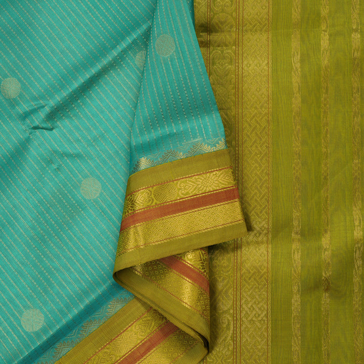 Hayagrivas Handloom Pure Silk Cotton saree in Refreshing Sea Blue KBE365E2-1