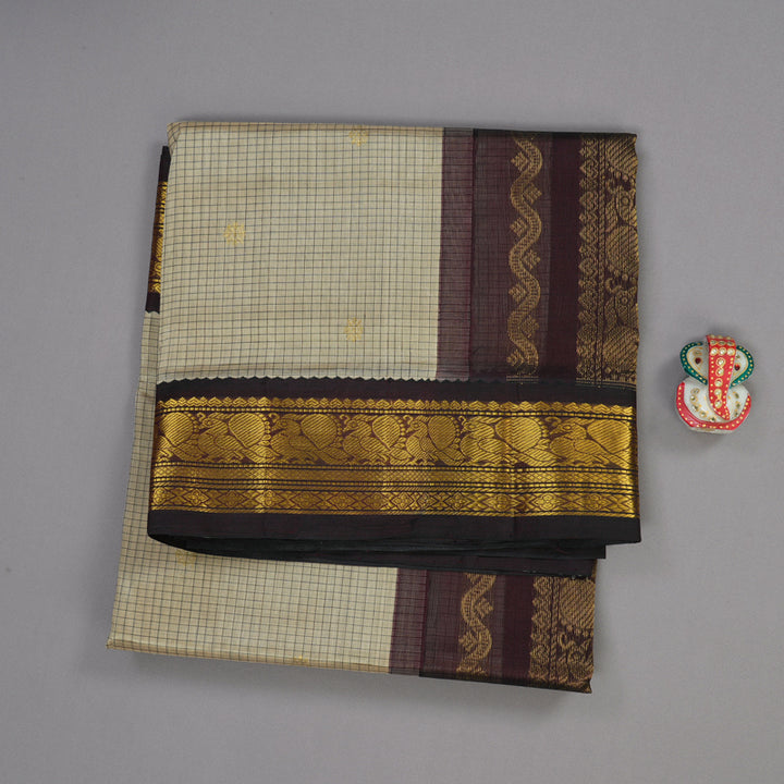 Hayagrivas Handloom Pure Silk Cotton saree in Classic Beige KBE365E3-1