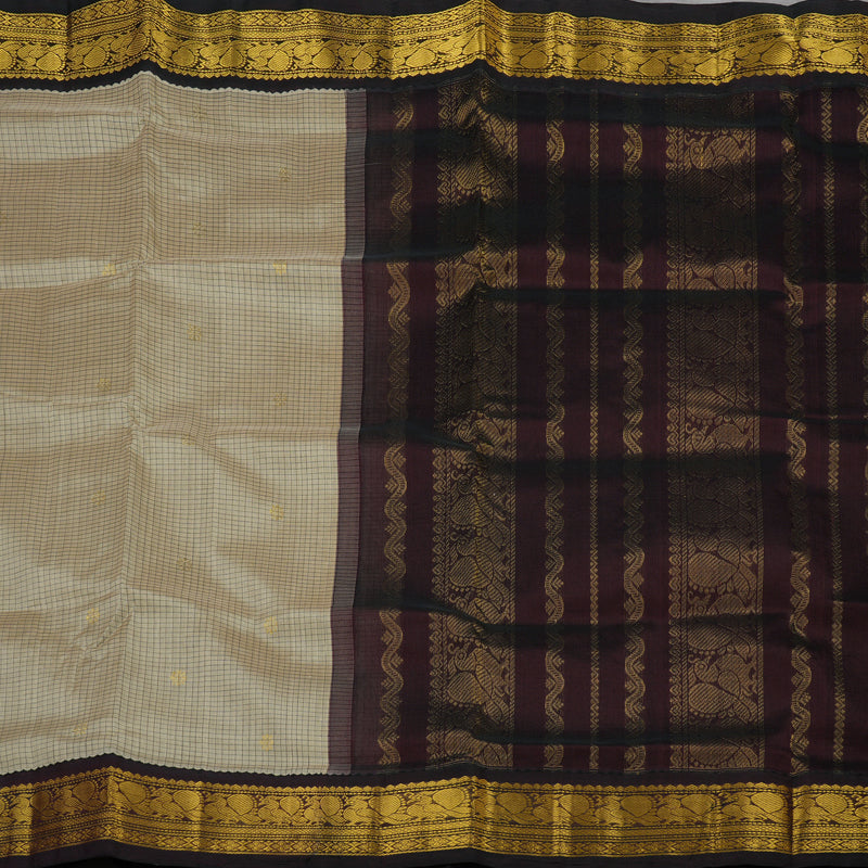 Hayagrivas Handloom Pure Silk Cotton saree in Classic Beige KBE365E3-1