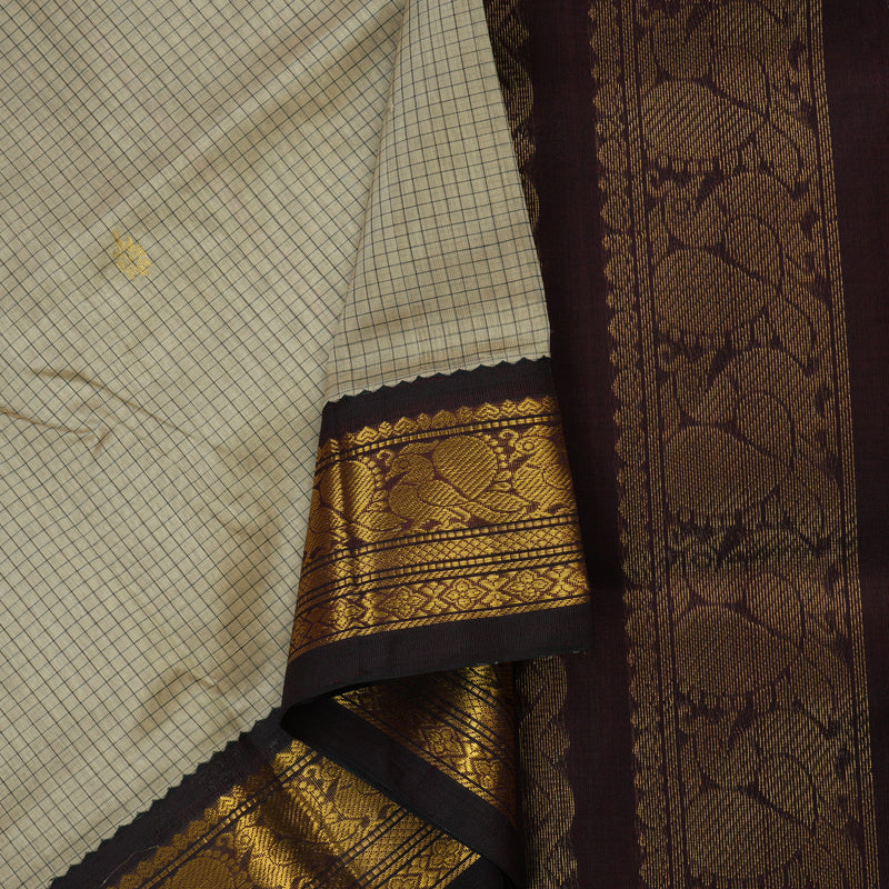 Hayagrivas Handloom Pure Silk Cotton saree in Classic Beige KBE365E3-1