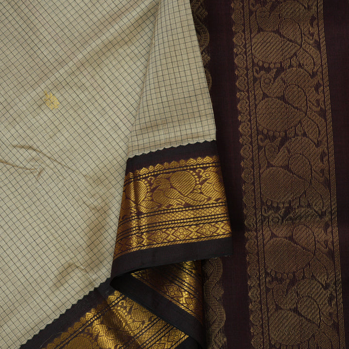 Hayagrivas Handloom Pure Silk Cotton saree in Classic Beige KBE365E3-1