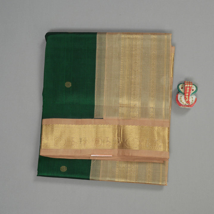Hayagrivas Handloom Pure Silk Cotton Saree in Regal Bottle Green KBE365E4-4