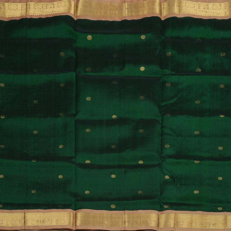 Hayagrivas Handloom Pure Silk Cotton Saree in Regal Bottle Green KBE365E4-4
