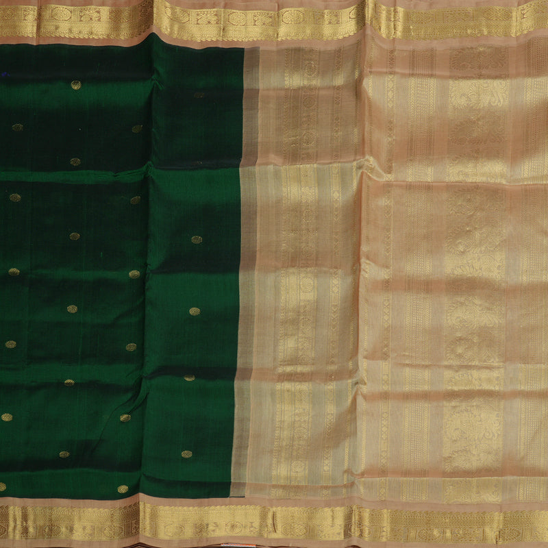 Hayagrivas Handloom Pure Silk Cotton Saree in Regal Bottle Green KBE365E4-4