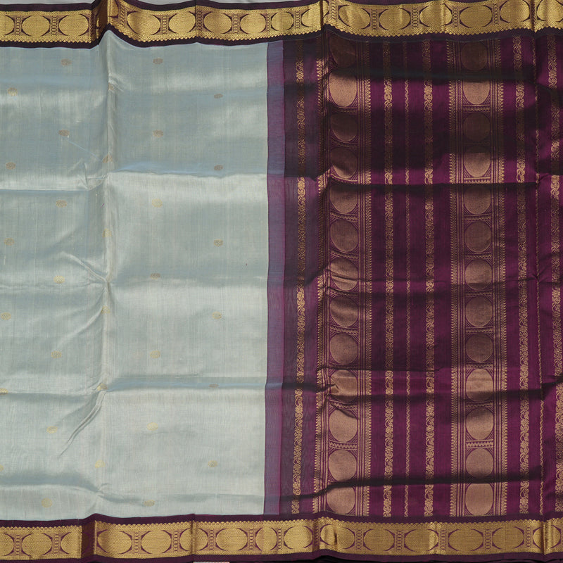 Hayagrivas Handloom Pure Silk Cotton Saree in Elegant Silver Grey KBE365E4-5