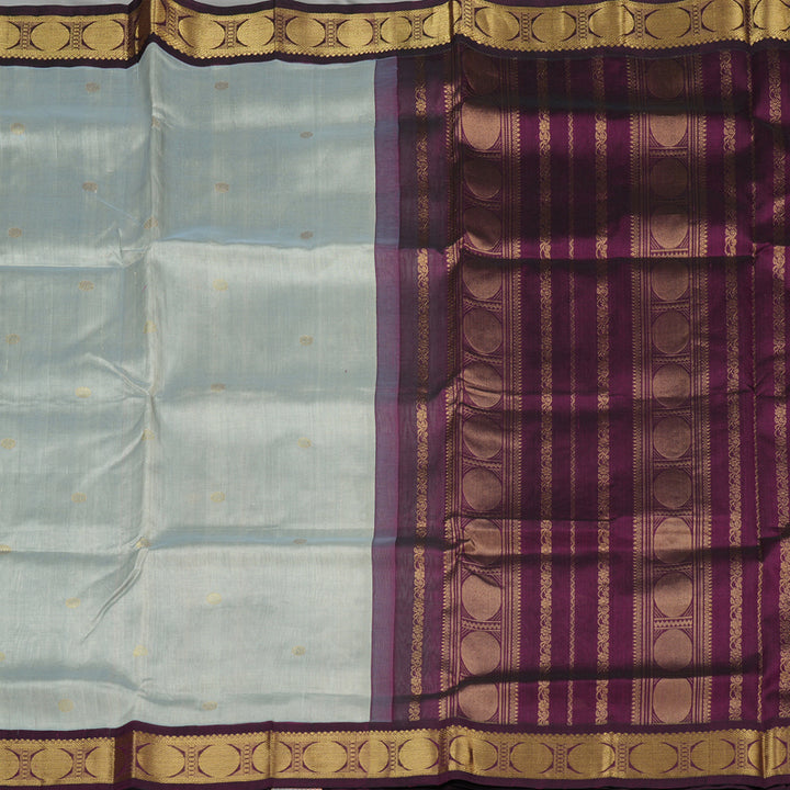 Hayagrivas Handloom Pure Silk Cotton Saree in Elegant Silver Grey KBE365E4-5