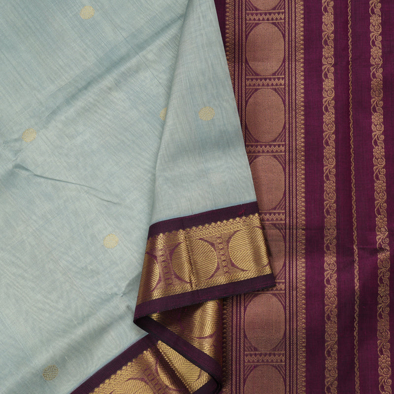 Hayagrivas Handloom Pure Silk Cotton Saree in Elegant Silver Grey KBE365E4-5