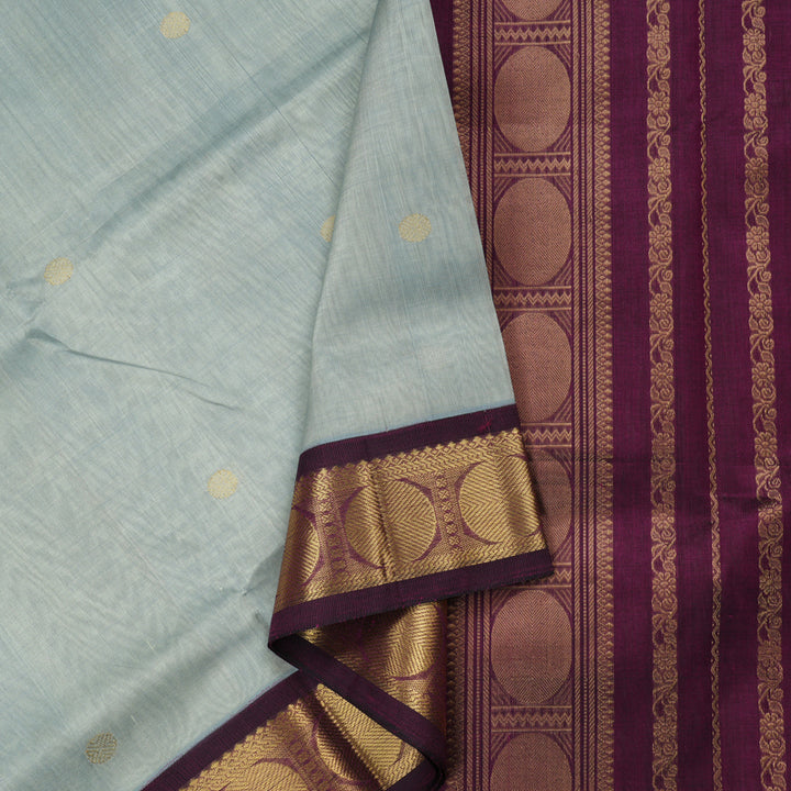 Hayagrivas Handloom Pure Silk Cotton Saree in Elegant Silver Grey KBE365E4-5
