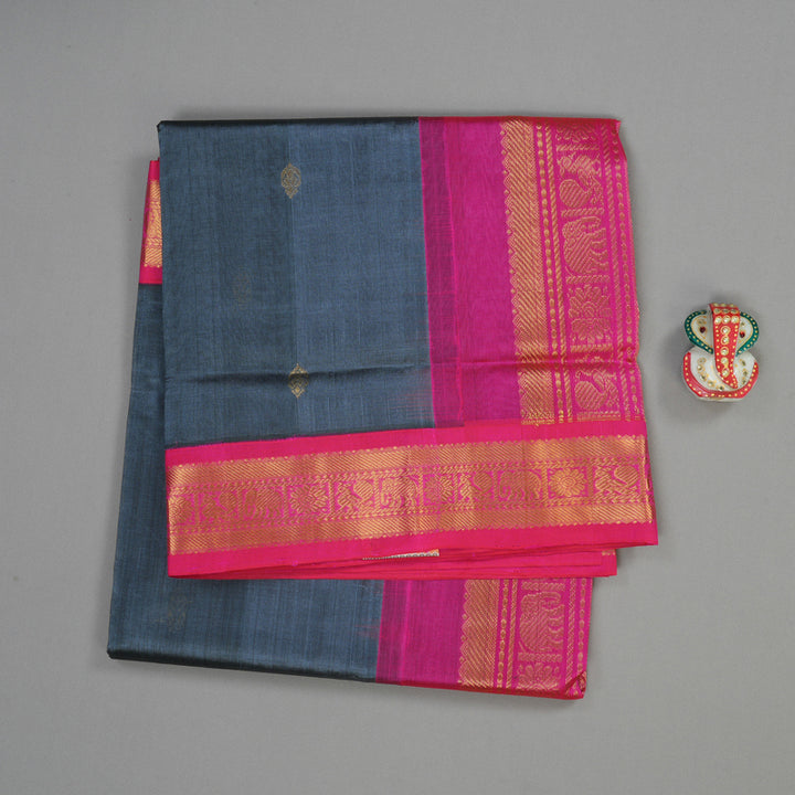 Hayagrivas Handloom Pure Silk Cotton saree in Striking Elephant Grey KBE365E4-8