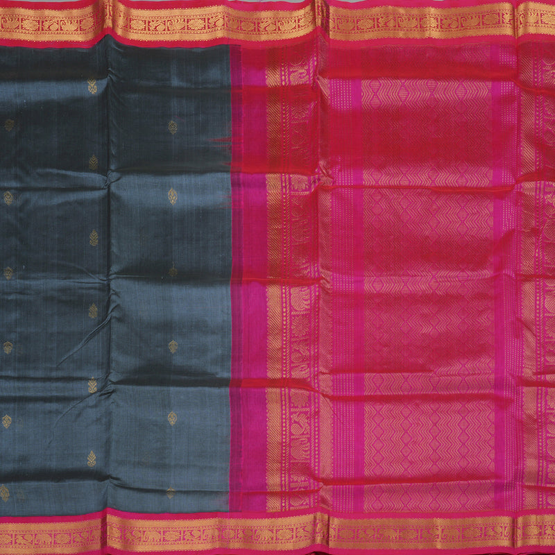 Hayagrivas Handloom Pure Silk Cotton saree in Striking Elephant Grey KBE365E4-8