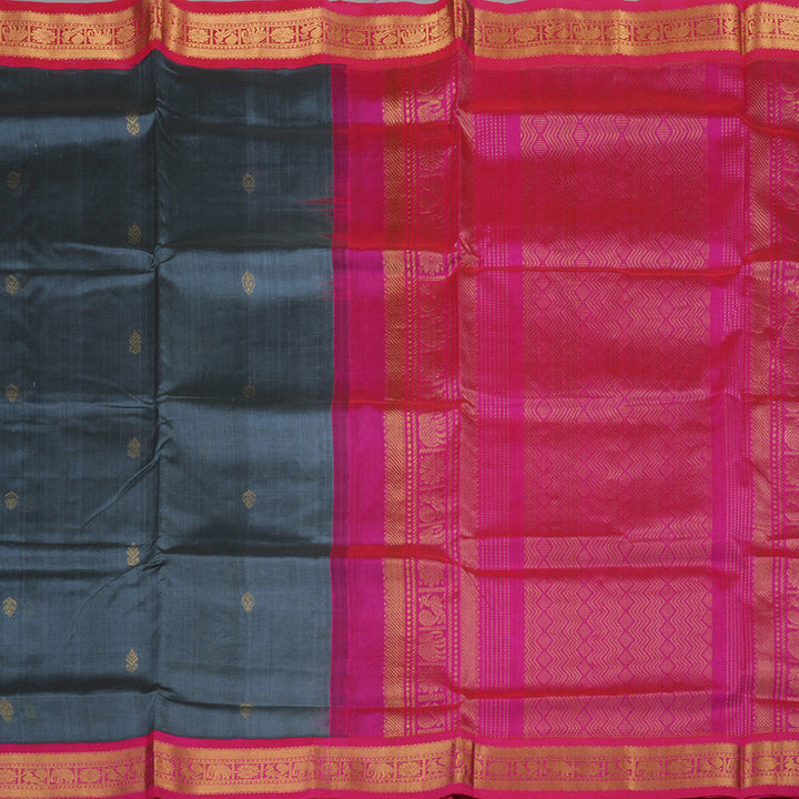 Hayagrivas Handloom Pure Silk Cotton saree in Striking Elephant Grey KBE365E4-8