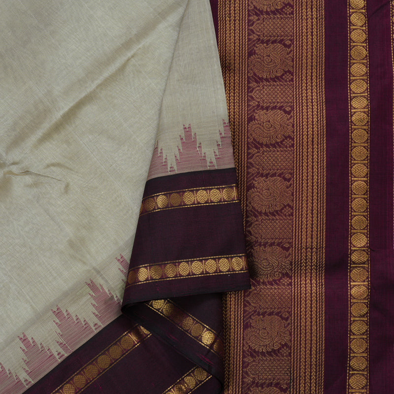 Hayagrivas Handloom Pure Silk Cotton Saree in Serene Beige KBE365E5-8