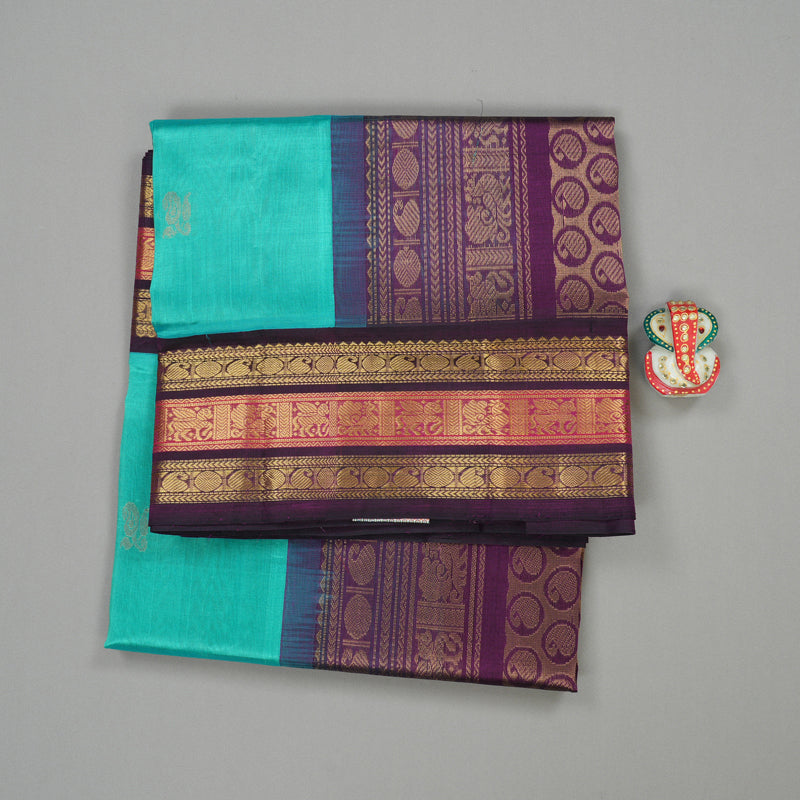 Hayagrivas Handloom Pure Silk Cotton Saree in Radiant Sky Blue KBE365E7-4