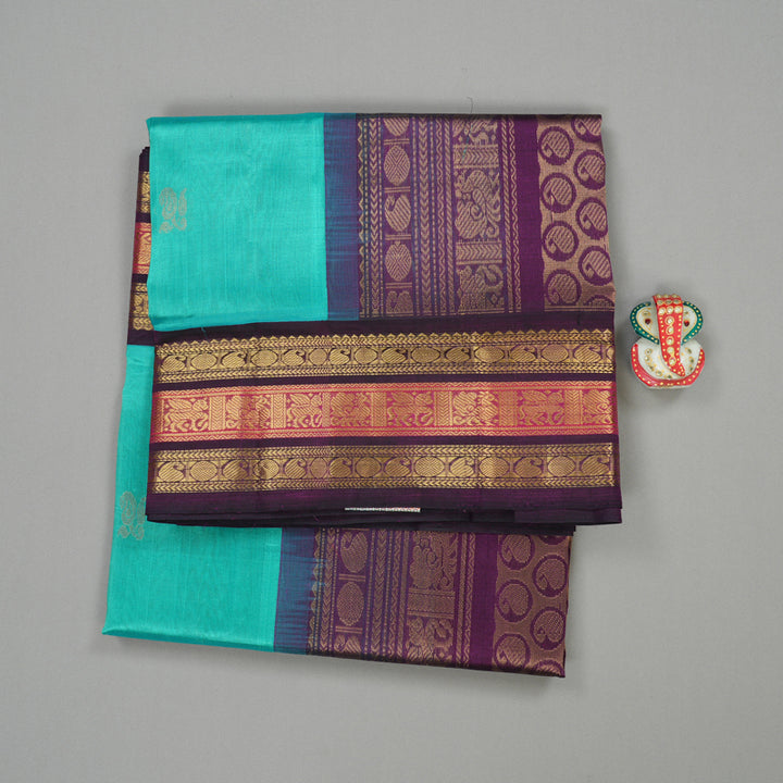Hayagrivas Handloom Pure Silk Cotton Saree in Radiant Sky Blue KBE365E7-4