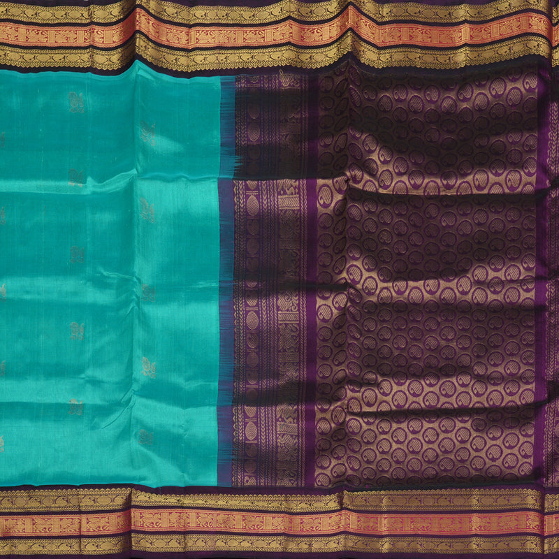 Hayagrivas Handloom Pure Silk Cotton Saree in Radiant Sky Blue KBE365E7-4