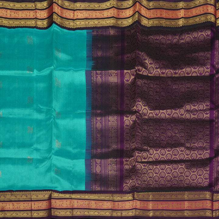 Hayagrivas Handloom Pure Silk Cotton Saree in Radiant Sky Blue KBE365E7-4