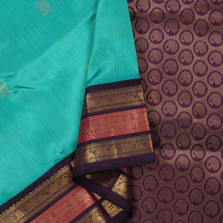 Hayagrivas Handloom Pure Silk Cotton Saree in Radiant Sky Blue KBE365E7-4