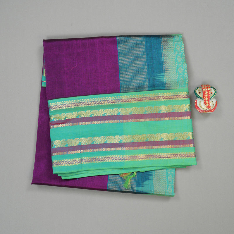 Hayagrivas Handloom Pure Silk Cotton Saree in Majestic Purple KBE365E8-1