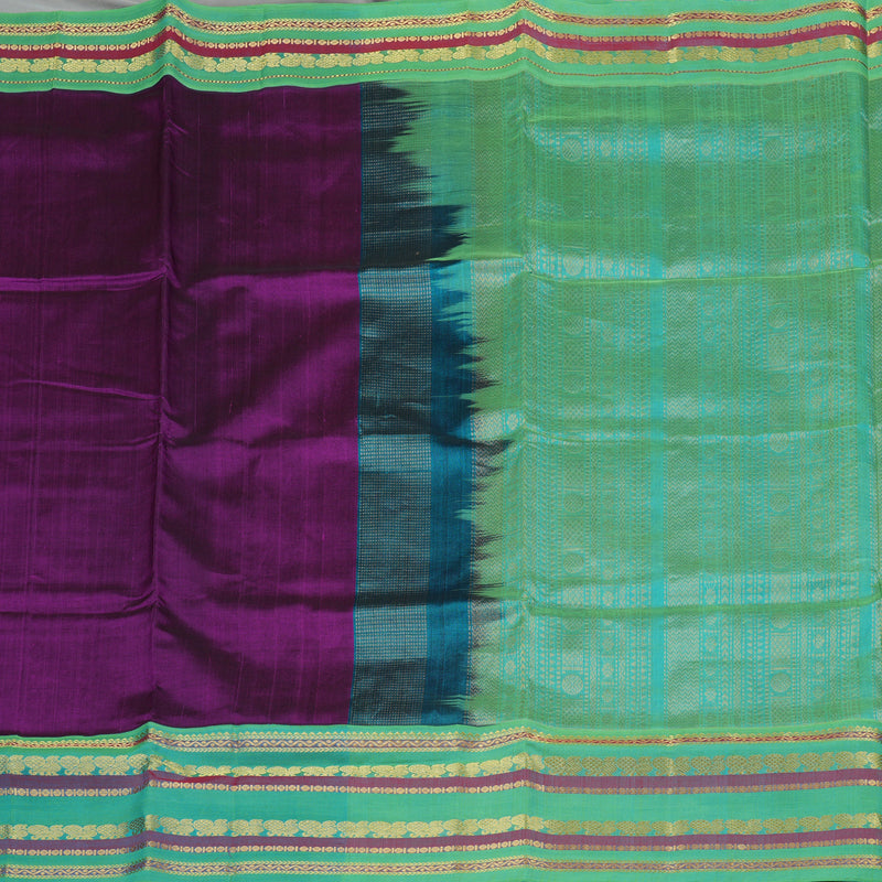 Hayagrivas Handloom Pure Silk Cotton Saree in Majestic Purple KBE365E8-1