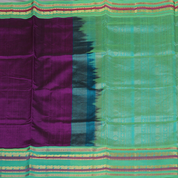 Hayagrivas Handloom Pure Silk Cotton Saree in Majestic Purple KBE365E8-1