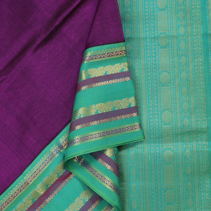 Hayagrivas Handloom Pure Silk Cotton Saree in Majestic Purple KBE365E8-1