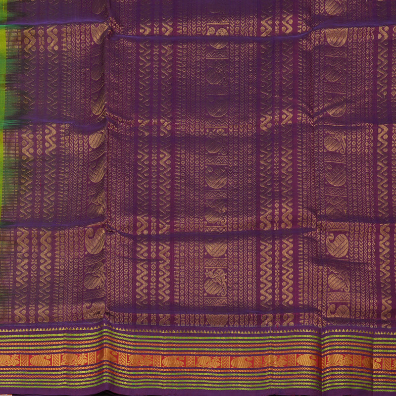 Hayagrivas Handloom Pure Silk Cotton Saree in Vibrant Fluorescent Green KBE365E8-4