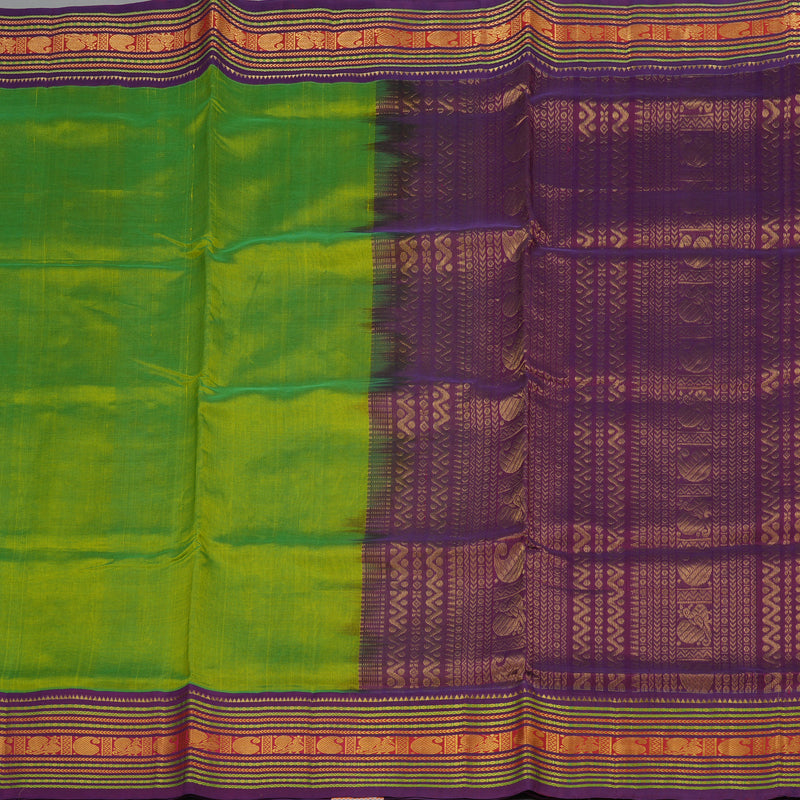 Hayagrivas Handloom Pure Silk Cotton Saree in Vibrant Fluorescent Green KBE365E8-4