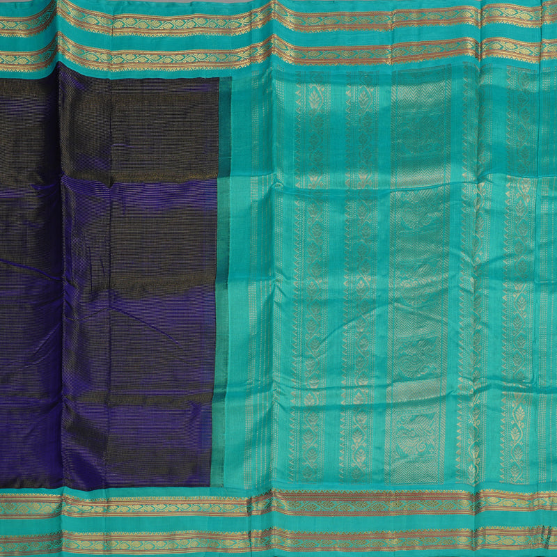 Hayagrivas Handloom Pure Silk Cotton Saree in Deep Blue KBE365E9-2