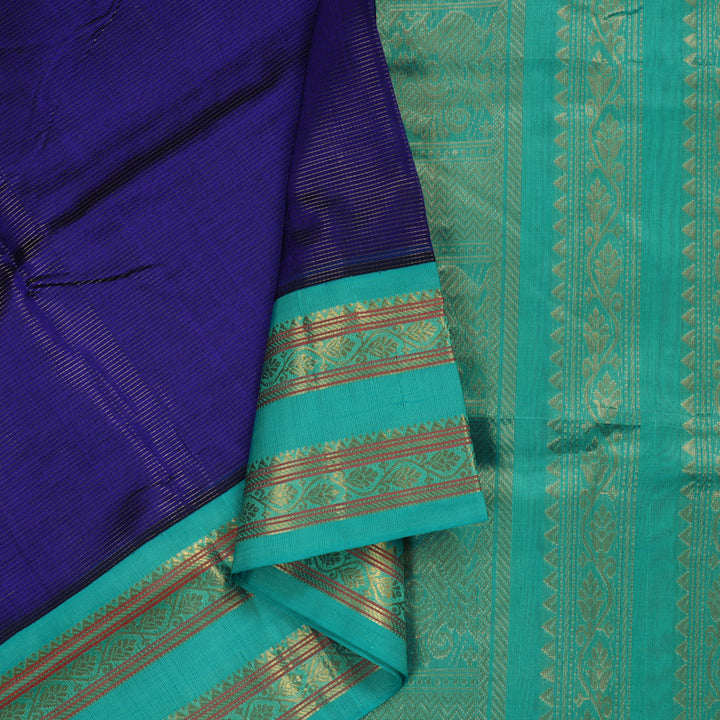 Hayagrivas Handloom Pure Silk Cotton Saree in Deep Blue KBE365E9-2