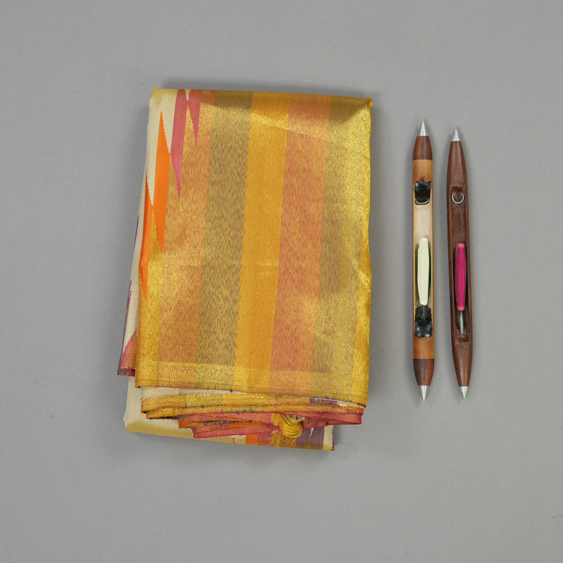 Hayagrivas Handloom Sandal Beige Kanjivaram Silk Saree with Temple Border KBE366E2-1