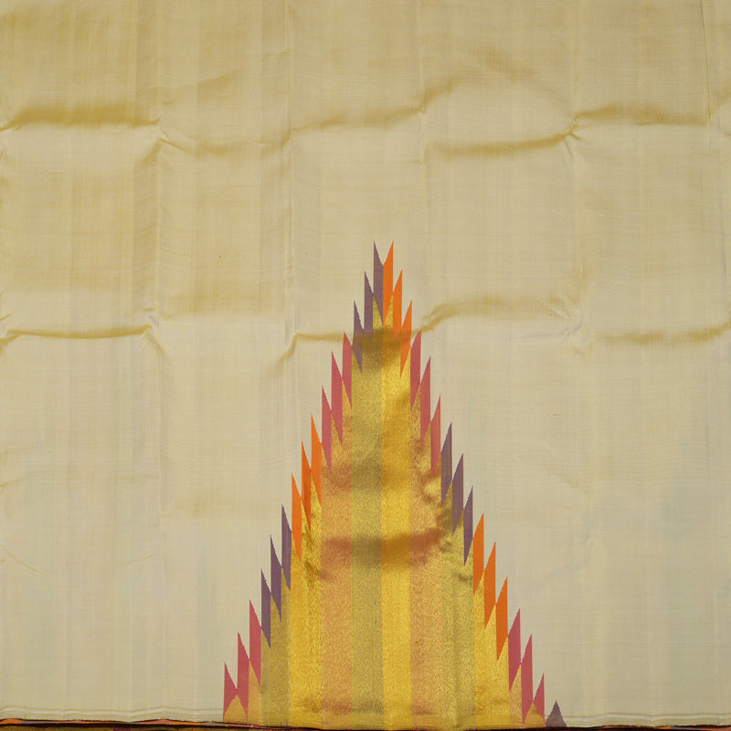 Hayagrivas Handloom Sandal Beige Kanjivaram Silk Saree with Temple Border KBE366E2-1