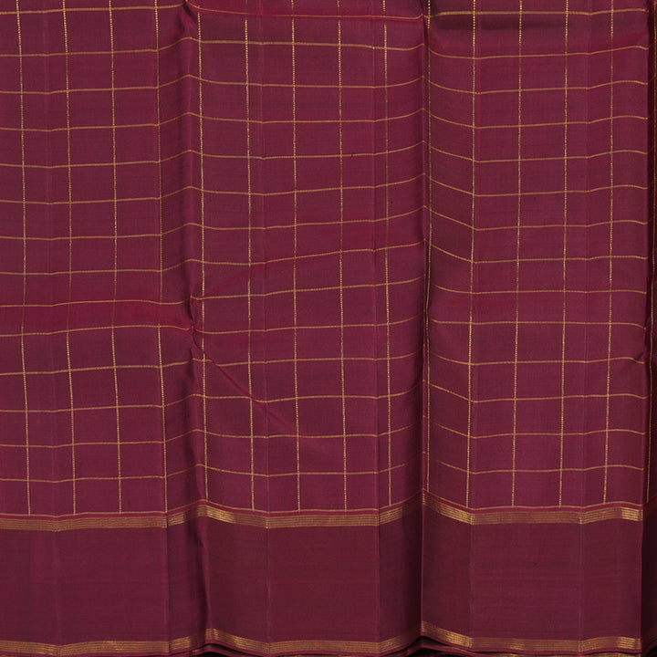 Hayagrivas Dark Brown Handloom Kanjivaram Silk Saree with Wine Purple Border KBE367E3-2