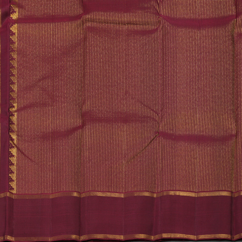 Hayagrivas Dark Brown Handloom Kanjivaram Silk Saree with Wine Purple Border KBE367E3-2