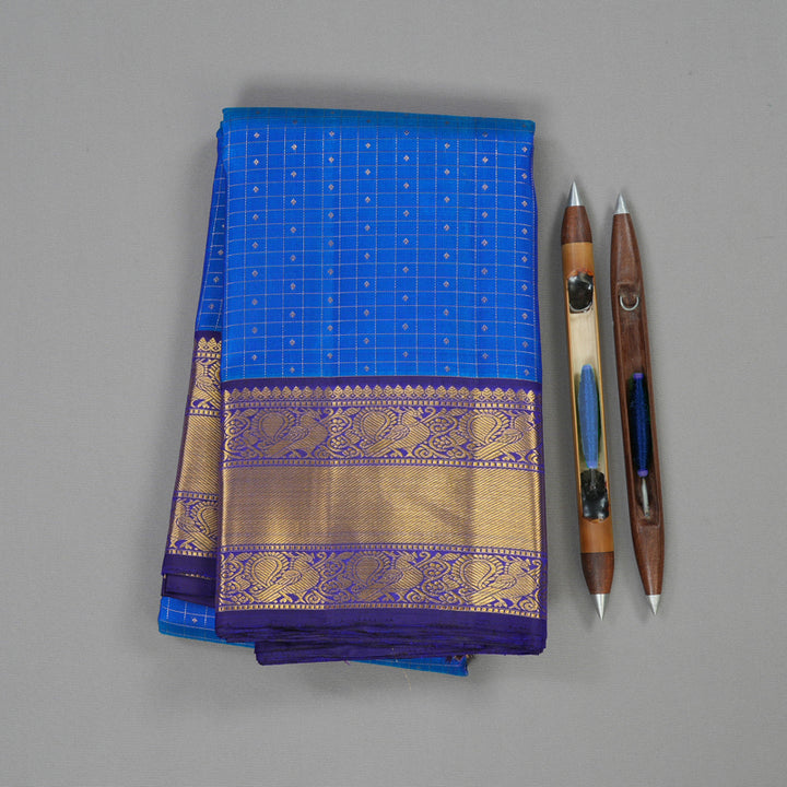 Hayagrivas Handloom Pure Kanjivaram Silk Saree in Serene Sky Blue KBE367E8-2