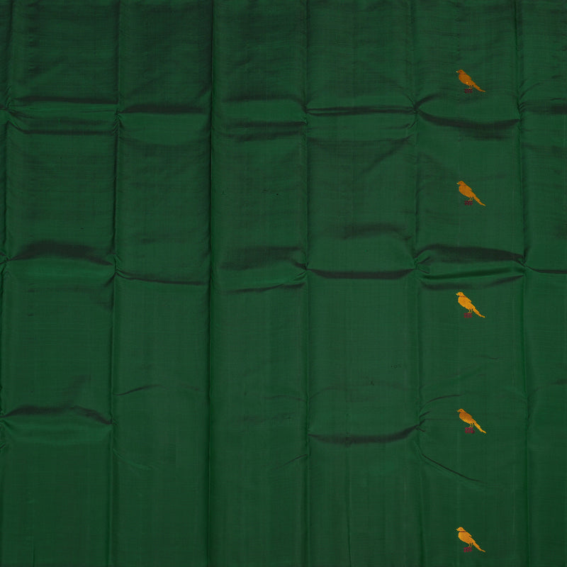 Hayagrivas Handloom Pure Kanjivaram Silk Saree in Glamorous Bottle Green KBE368E1-1
