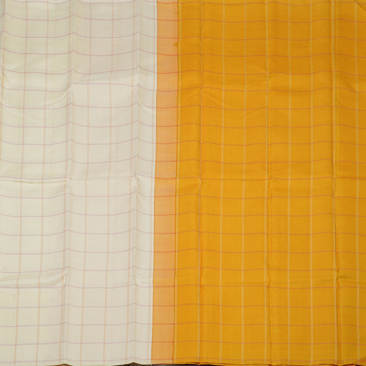 Hayagrivas Handloom Ivory Kanjivaram Silk Saree KBE368E2-1