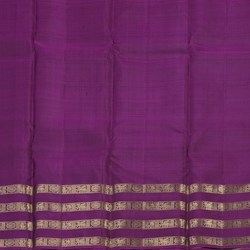Hayagrivas Honey Mustard Handloom Kanjivaram Silk Saree with Purple Border KBE369E4-1