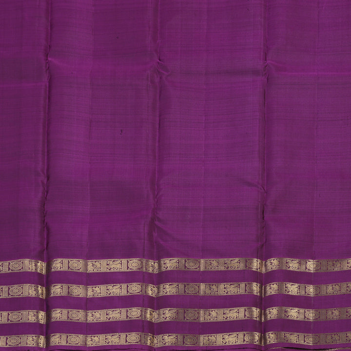 Hayagrivas Honey Mustard Handloom Kanjivaram Silk Saree with Purple Border KBE369E4-1