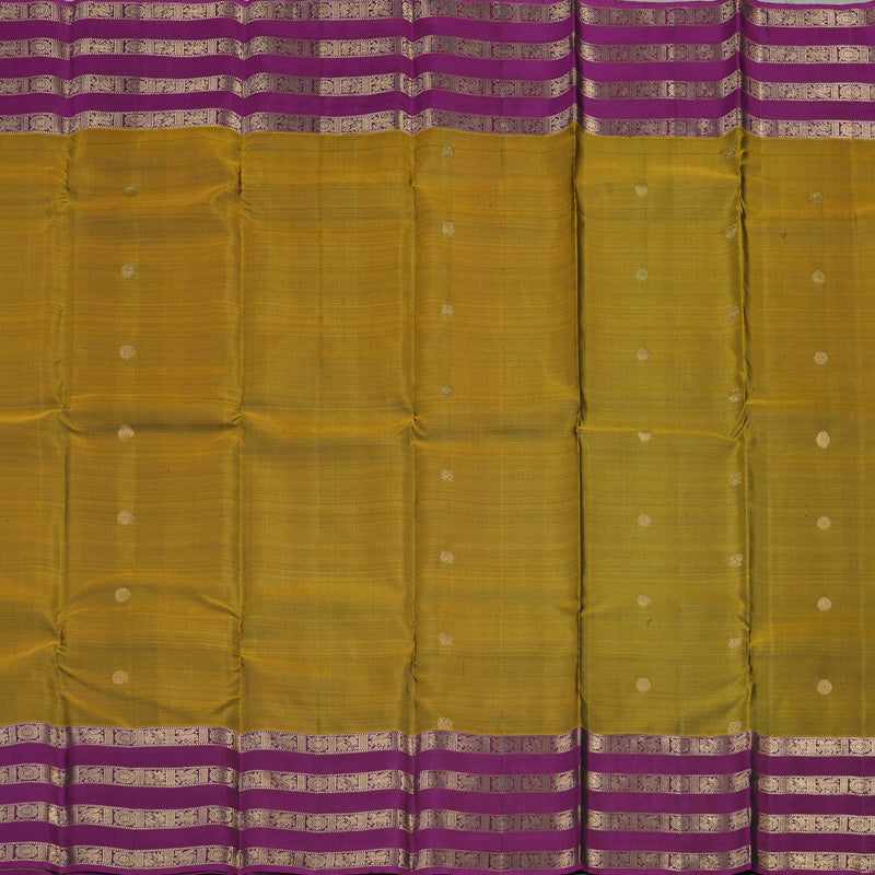 Hayagrivas Honey Mustard Handloom Kanjivaram Silk Saree with Purple Border KBE369E4-1