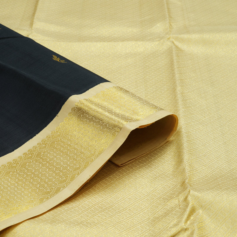 Hayagrivas Handloom Black Kanjivaram Silk Saree with Sandal Border KBE36D1-2