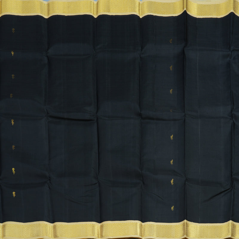 Hayagrivas Handloom Black Kanjivaram Silk Saree with Sandal Border KBE36D1-2