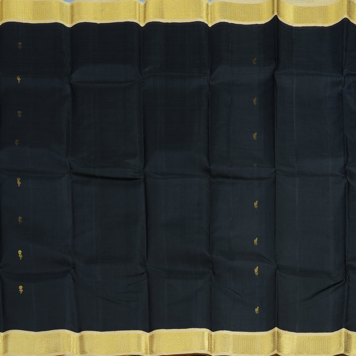 Hayagrivas Handloom Black Kanjivaram Silk Saree with Sandal Border KBE36D1-2