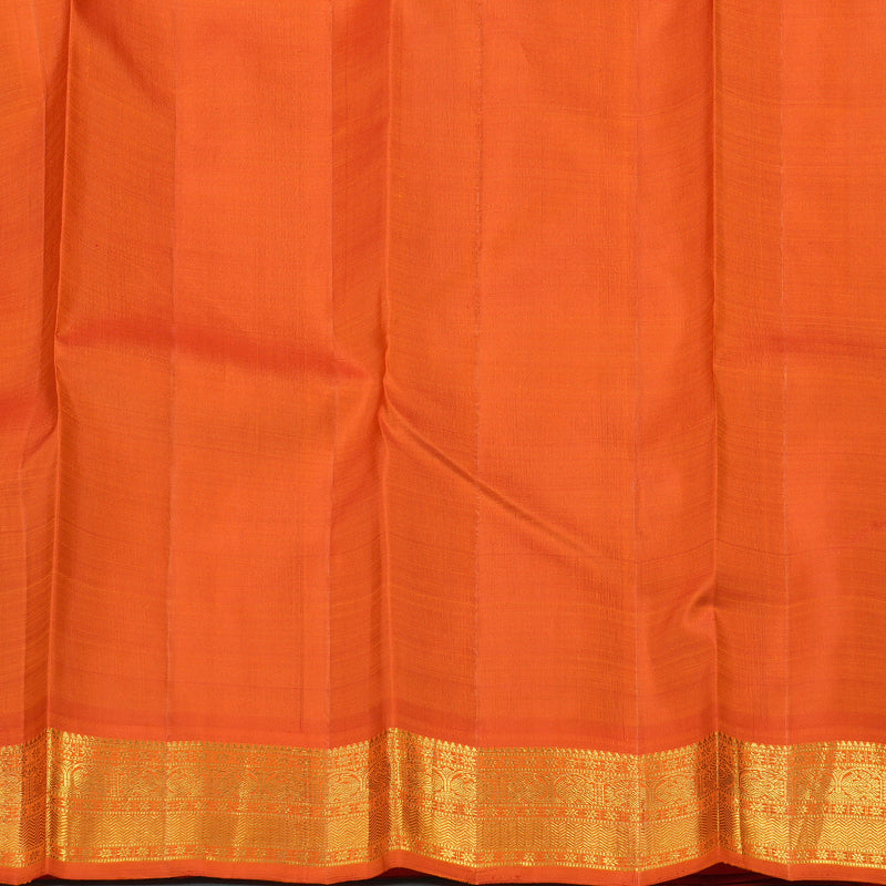 Hayagrivas Handloom Ananda Blue Kanjivaram Silk Saree with Orange Border KBE36D1-3