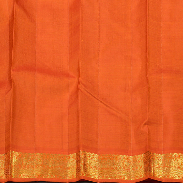 Hayagrivas Handloom Ananda Blue Kanjivaram Silk Saree with Orange Border KBE36D1-3
