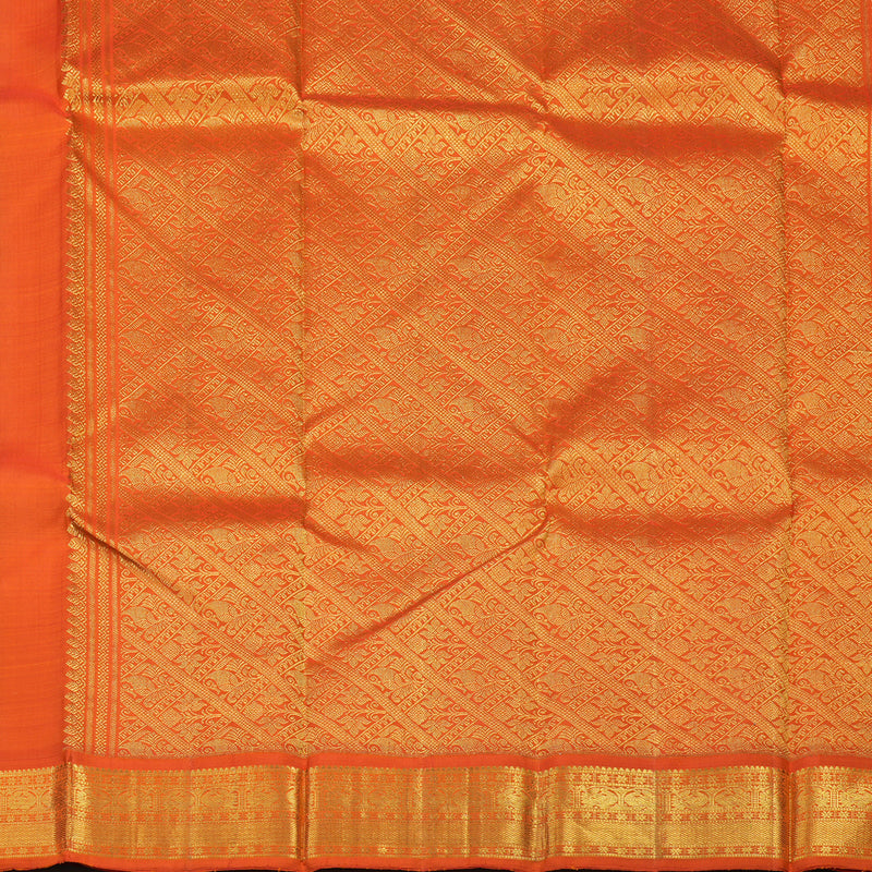 Hayagrivas Handloom Ananda Blue Kanjivaram Silk Saree with Orange Border KBE36D1-3