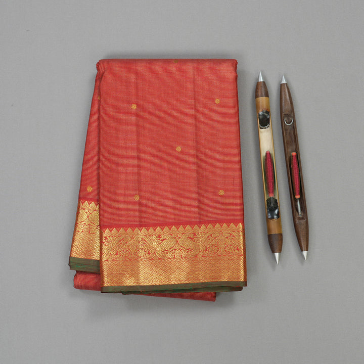 Hayagrivas Handloom Kanjivaram silk saree in Red Vairaoosi KBE36D2-1