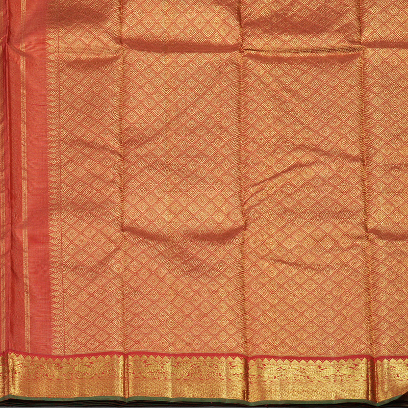 Hayagrivas Handloom Kanjivaram silk saree in Red Vairaoosi KBE36D2-1