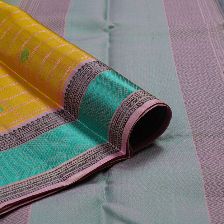 Hayagrivas Handloom Kanjivaram Silk Saree in Vibrant Mustard Yellow KBE370E1-1