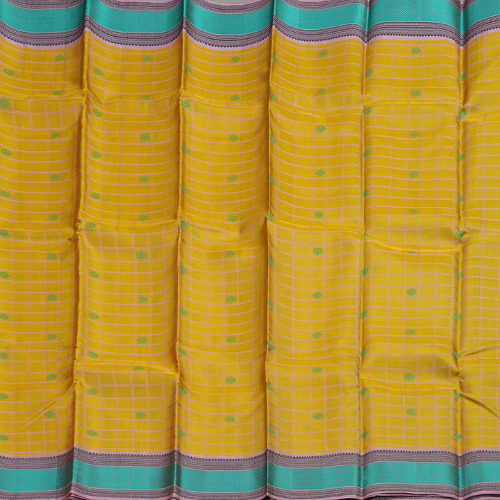 Hayagrivas Handloom Kanjivaram Silk Saree in Vibrant Mustard Yellow KBE370E1-1